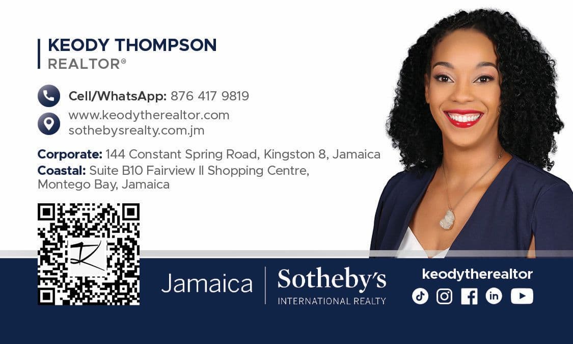 Keody Thompson β Jamaica Sotheby's International Realty business card front